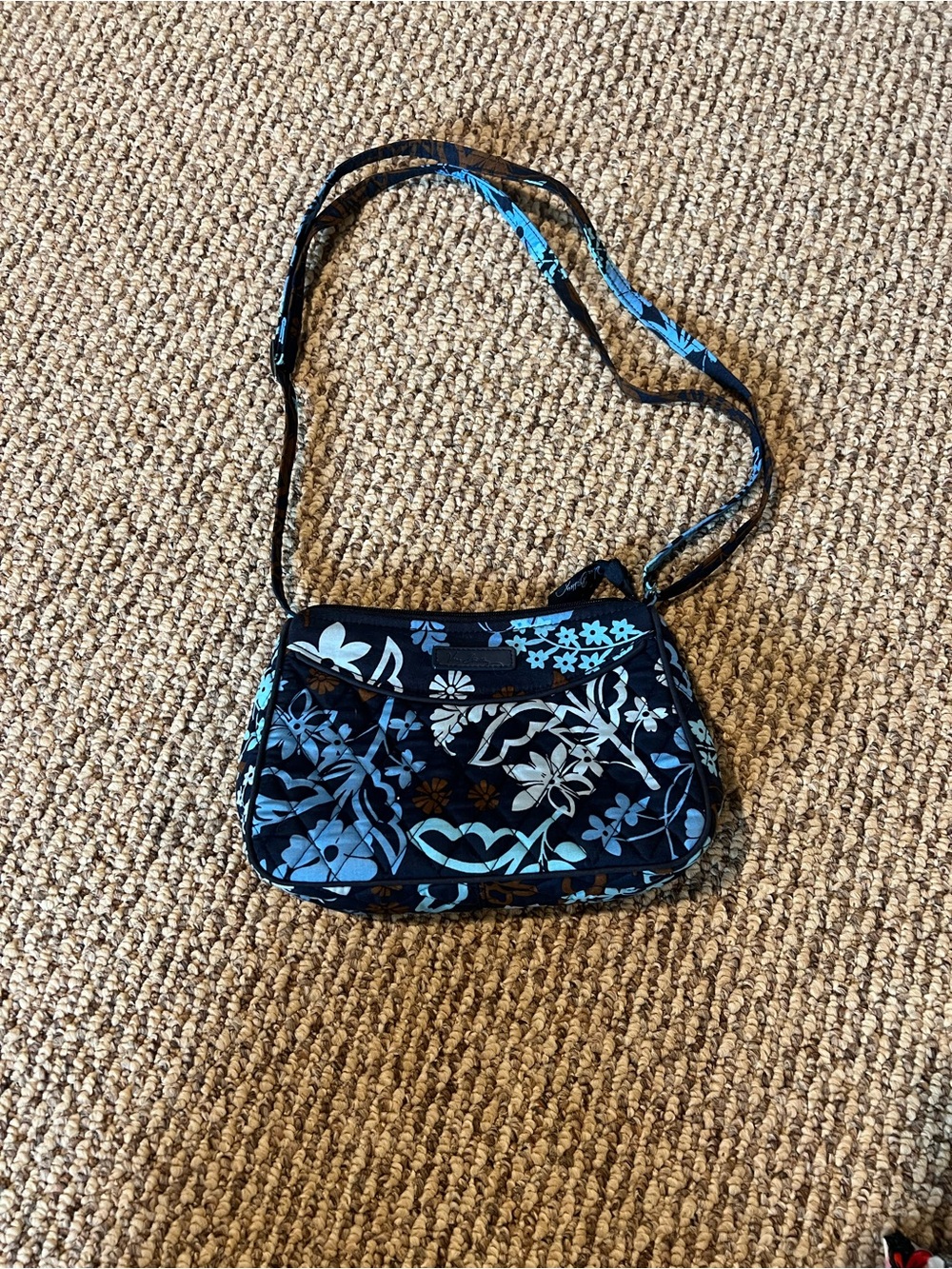 Vera Bradley Navy and Aqua Floral Crossbody Bag